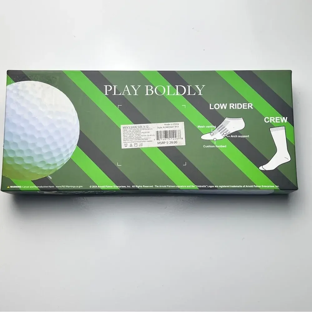 Arnold Palmer Men's Three Pack Variety Golf Theme Graphic Sock Set  New In Box